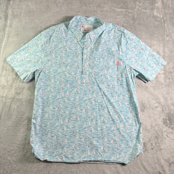 Chubbies Short Sleeve Button Up Shirt Sailboat Wave Print Mens Large (read) - Picture 2 of 10
